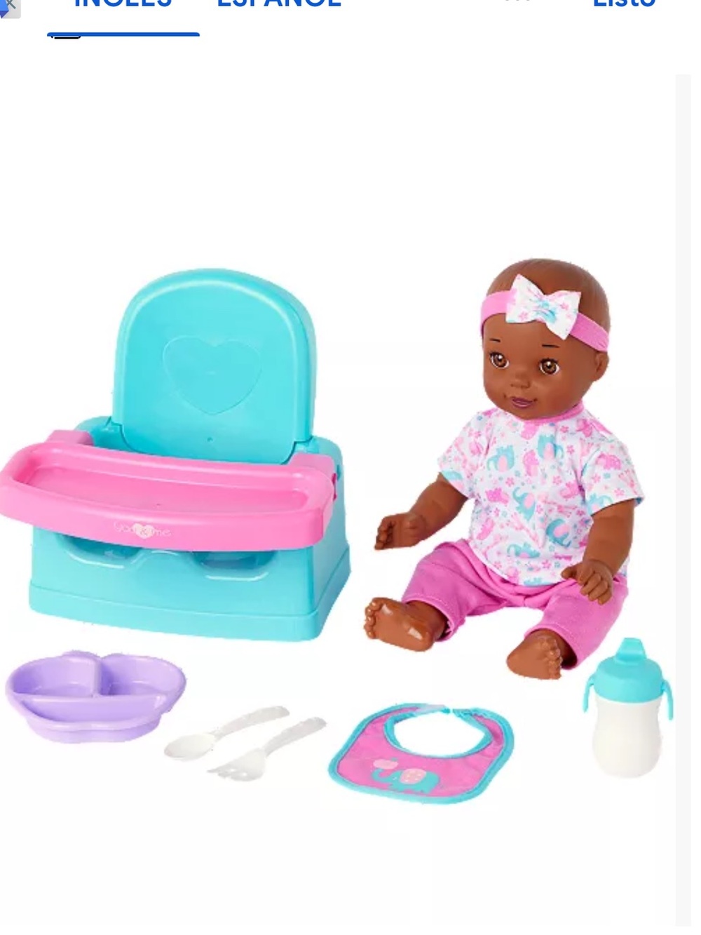 Baby Feeding Doll with Pink & Blue Mealtime Set - Picture 3 of 9